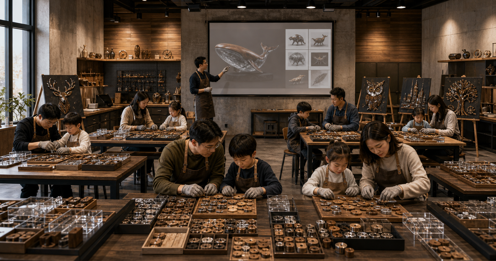 学校或企业亲子日工业艺术工坊大场景